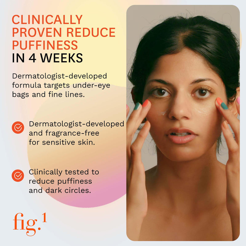 Fig.1 Vitamin C Eye Cream for Dark Circles, Puffiness & Wrinkles | Under Eye Cream for Women & Men | Glowing Eye Treatment | Refillable Anti Aging Moisturizer for Fine Lines Starter Kit 0.5 Fl/Oz