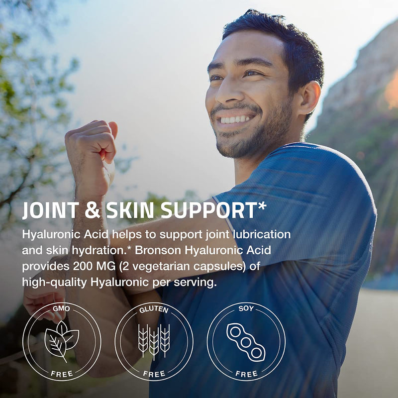 [Australia] - Bronson Hyaluronic Acid 200 MG High Potency Joint Health & Healthy Skin Support, Non-GMO, 200 Vegetarian Capsules 200 Count (Pack of 1) 
