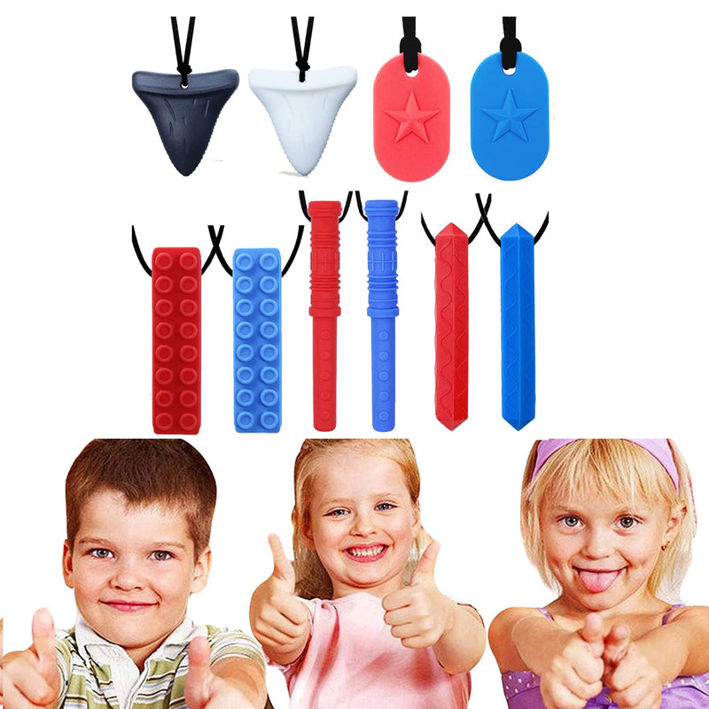 [Australia] - Sensory Chew Necklace by GNAWRISHING 10-Pack for Autistic, ADHD, SPD, Occral Motor Boys and Girls (Tough, Long-Lasting) 