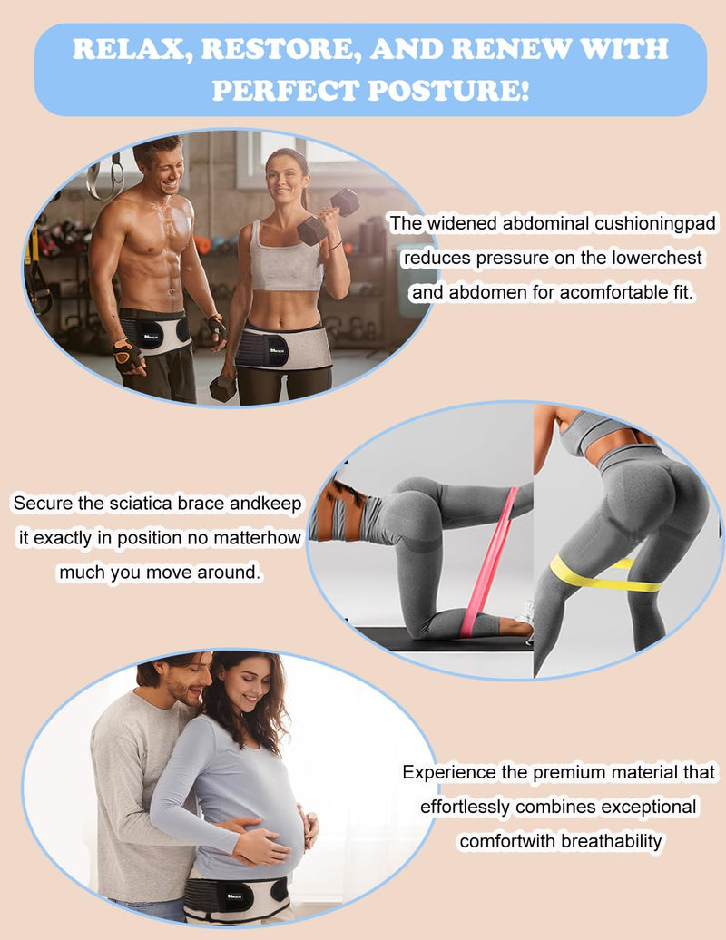 [Australia] - Si Belt for Women and Men with Extra Support, Lower Back Brace | Sciatica Pain Relief Devices for Sciatica Back Relief, Sciatica, Sacroiliac, Sciatic, Pelvic, Lumbar, Hip, Sacral Nerve Medium 