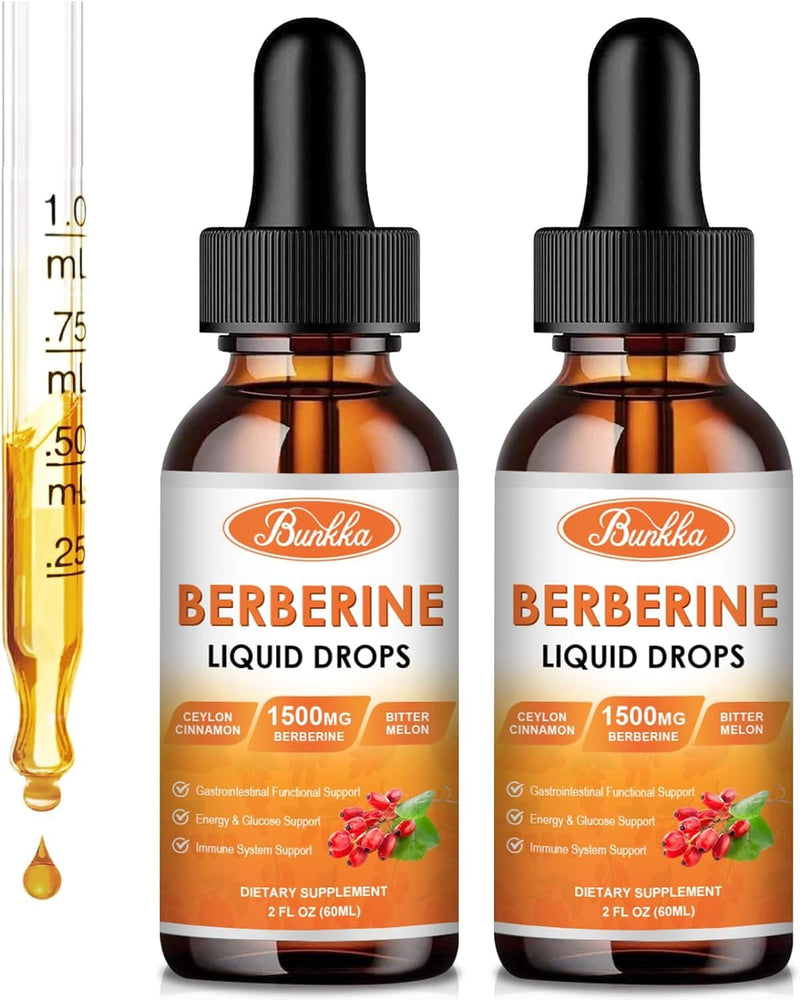 [Australia] - (2 Pack) Berberine Supplement, 1500mg Organic Berberine Liquid Drops with Ceylon Cinnamon, Bitter Melon, Sugar-Free & Vegan Supplement Supports Immune System & Gastrointestinal Care - 4 FL Oz Pineapple 