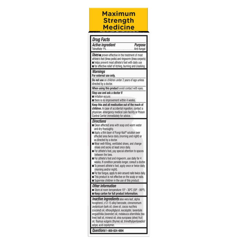 Fungi-Nail Anti-Fungal Liquid Solution, 1 Fl Oz | Kills Toe Fungus with Tolnaftate & Clinically Proven to Cure and Prevent Fungal Infections 1 Fl Oz (Pack of 1)