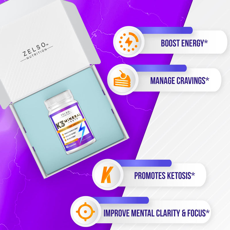 [Australia] - (2 Pack) K3 Mineral Keto Pills by Zelso Nutrition, Advanced K3 Pill Formula for Men and Women - Emily, 60 Day Supply (120 Capsules) 60 Count (Pack of 2) 
