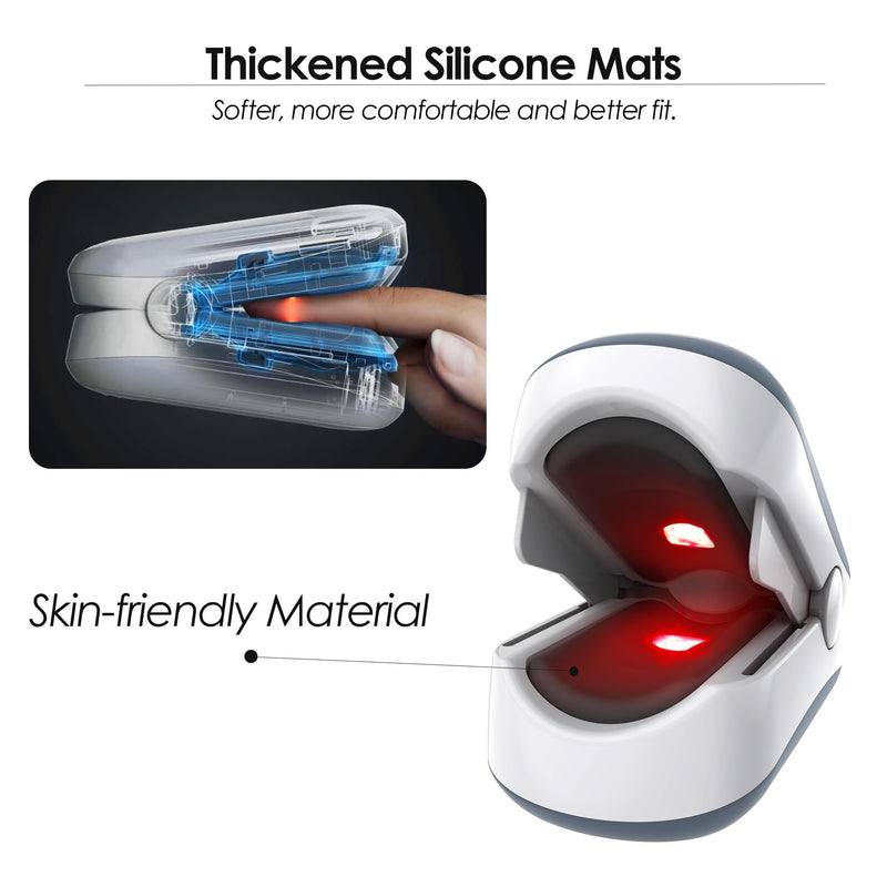 ESPOO Pulse Oximeter, Oxygen Monitor Fingertip with 2 AAA Batteries&Lanyard (White&Black)