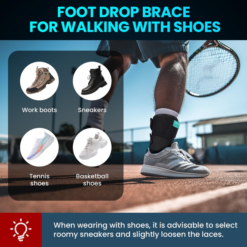 Welnove AFO Foot Drop Brace – Adjustable Lightweight Ankle Support Keeps Foot at 90° Dorsiflexion – Relieves Drop Foot, Achilles Tendonitis, Ankle Sprain