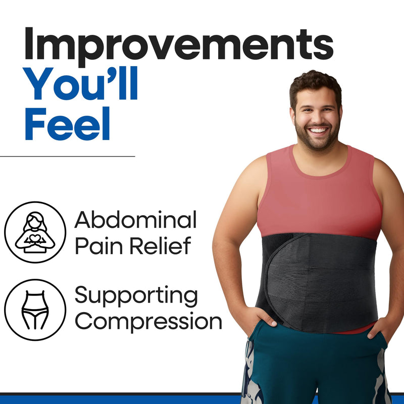[Australia] - Abdominal Binder Post Surgery Tummy Tuck | Postpartum Belly Band Wrap | Post C Section Belly Binder | Stomach Compression Hernia Belt For Men or Women After Pregnancy Hysterectomy Belly Band (XXL) Black XXL (54" to 67") 