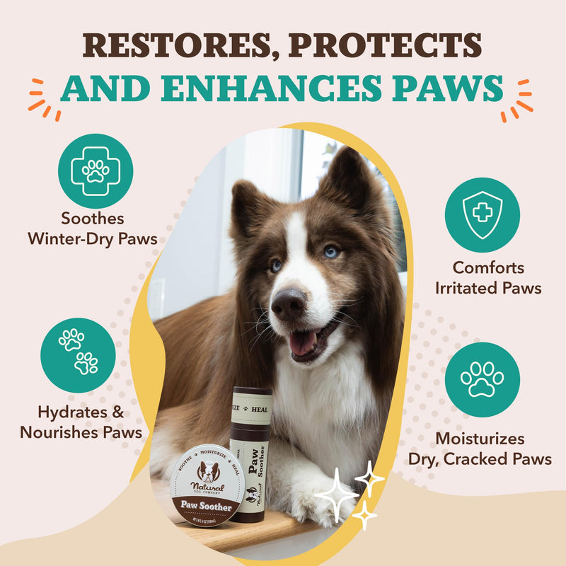 Natural Dog Company PAWDICURE Bundle, Paw Soother + PawTection Dog Paw Balms, Protect and Heal Dry, Cracked Dog Paw Pads, Organic, All Natural Ingredients, 2oz Sticks - PawsPlanet Australia