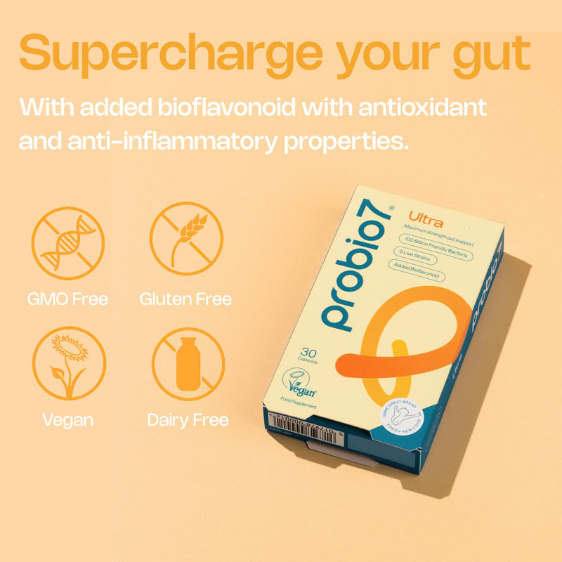 Probio7 Ultra – Maximum Strength Gut Recovery | 9 Live Strains | with 100 Billion CFU, Saccharomyces Boulardii & Added Bioflavonoid | Probiotics for Gut Health & Antibiotic Recovery, 30 Capsules 1 count (Pack of 1)