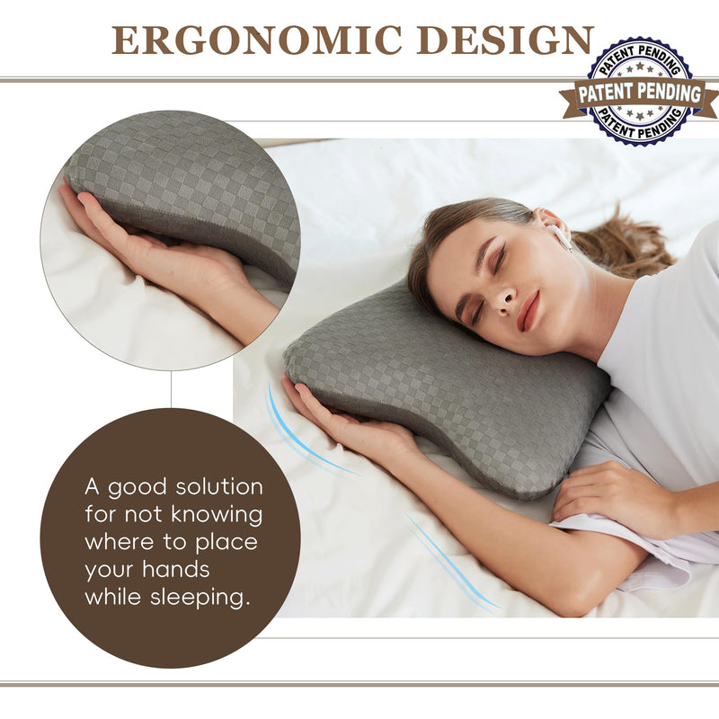 [Australia] - Piercing Pillow | Memory Foam Ear Piercing Pillow for Side Sleepers, Pillow with an Ear Hole for Ear Pain Relief, Ear Guard Pillow, Ear Hole Pillow for Piercings, Earplugs, and Headphones (Light Grey) Light Grey 