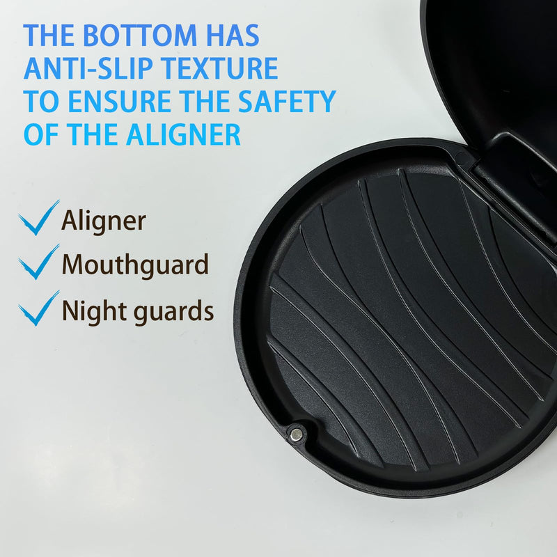[Australia] - 2 Pack Orthodontic Retainer Case with Solid Color,Simple Aligner Case for Invisalign,Night Mouth Guard Case, Retainer Holder(Black) Black 