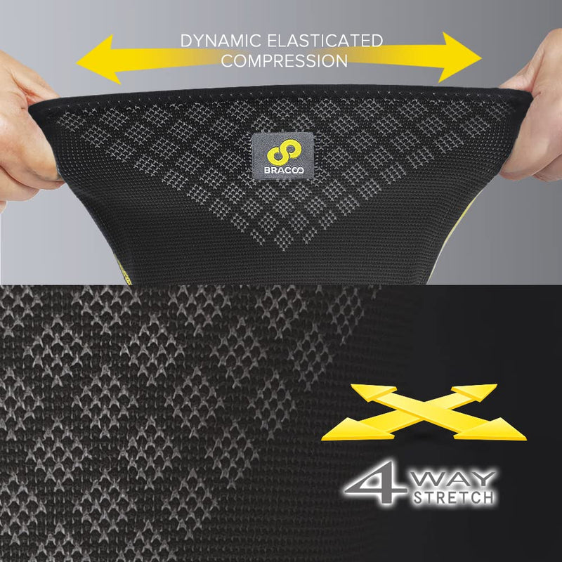 [Australia] - Bracoo KE92 Knee Sleeve for Men and Women | Elastic knee support with compression effect and side stabilizers - ideal for volleyball, fitness, sports and everyday life (Black Pair, M) Black Pair 