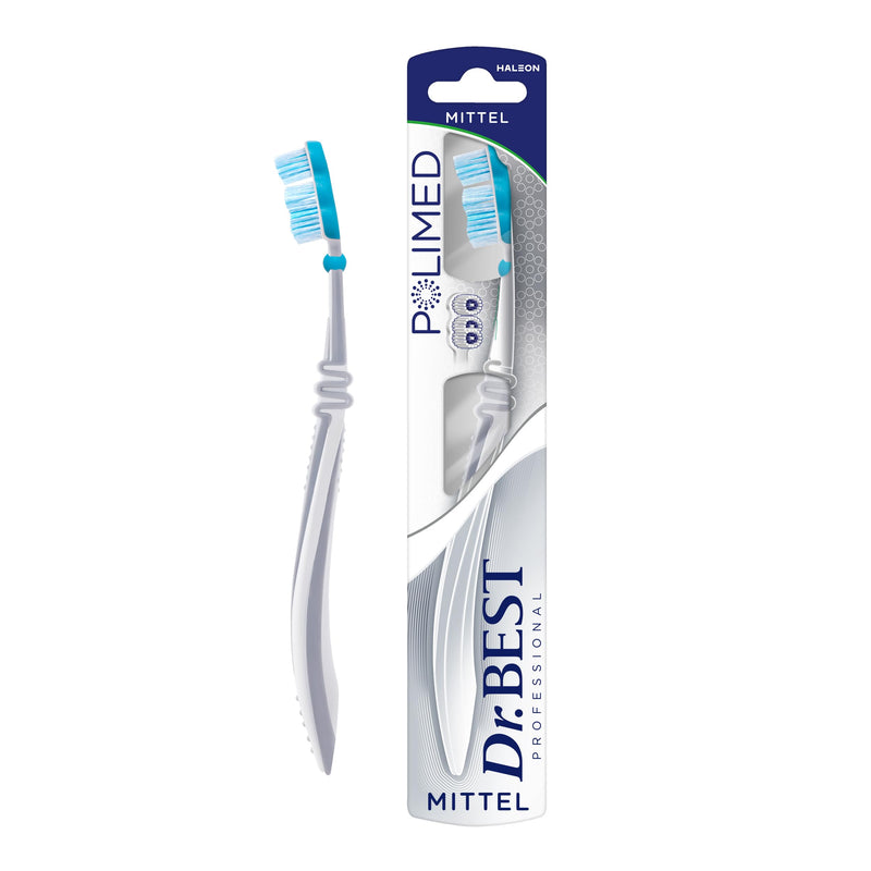 [Australia] - Dr.BEST Polimed toothbrush, medium (1 piece), for up to 49% better cleaning performance* in hard-to-reach areas 