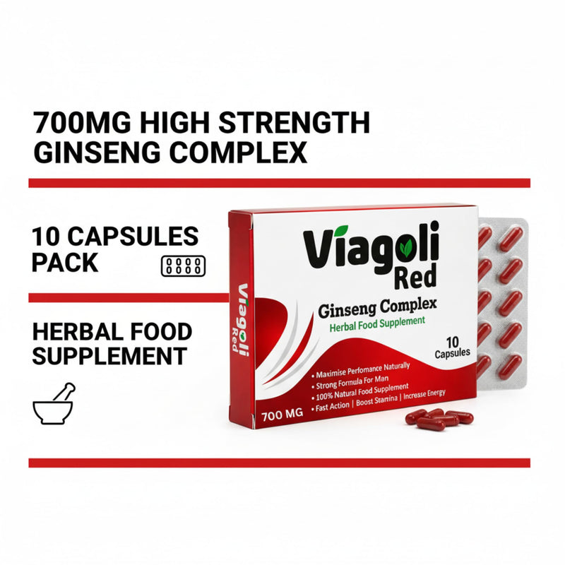 Red Ginseng 700mg Capsules for Men | Stronger | Longer | Performance, Vitality & Endurance Support for Men | Libido Support | Extra Strenght Herbal Energy & Stamina Booster | 10 Capsules