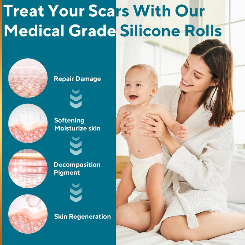 [Australia] - Silicone Scar Sheets, Silicone Scar Tape, Reusable Scar Silicone Strips for Scar Removal Treatment, Soft Silicone Scar Sheets for Surgical Scars, Keloid, C-Section, Burn et(1.6‚Äù x 59‚Äù Roll-1.5M) 1.5M 