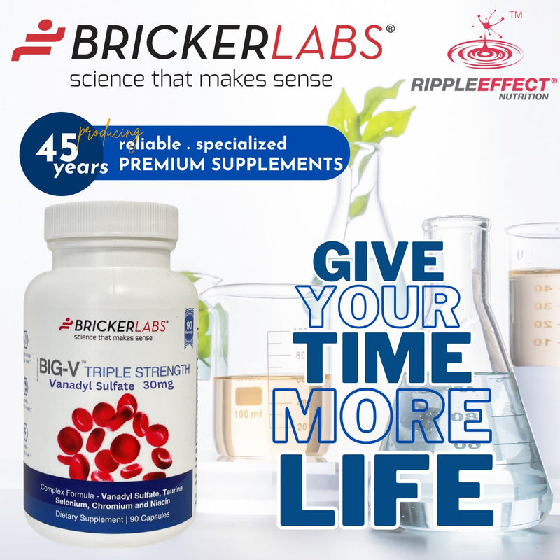 [Australia] - Big-V Triple Strength Vanadyl Supplement: Vanadyl Sulfate 30 mg, Taurine 600 mg, Selenium, Chromium and Niacin, Blended Mineral Supplement Capsules 90 ct 90 Count (Pack of 1) 
