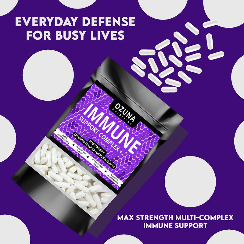 Immune Support Supplement with Vitamin C, Liquorice Root, Maca, Kelp, Turmeric & Ginger - Immunity Booster Complex for Daily Defense - 60 Vegetarian Capsules