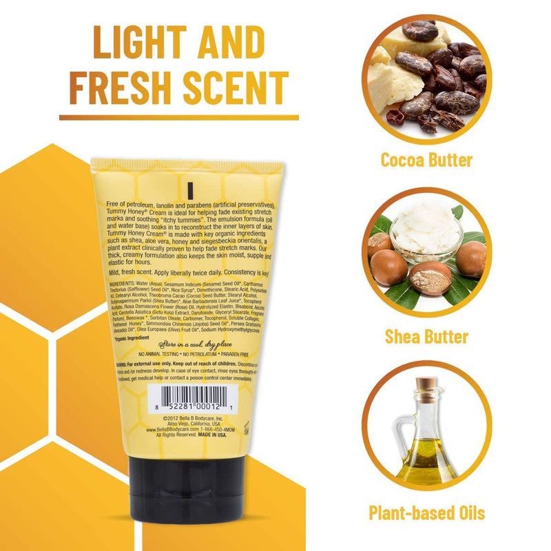 [Australia] - BELLA B NATURALS Tummy Honey Cream 4oz - Bella B Tummy Cream For Fading Stretch Marks - Pregnancy Cream To Prevent Stretch Marks - Stretch Marks Cream For Pregnancy - Pregnancy Stretch Mark Prevention 