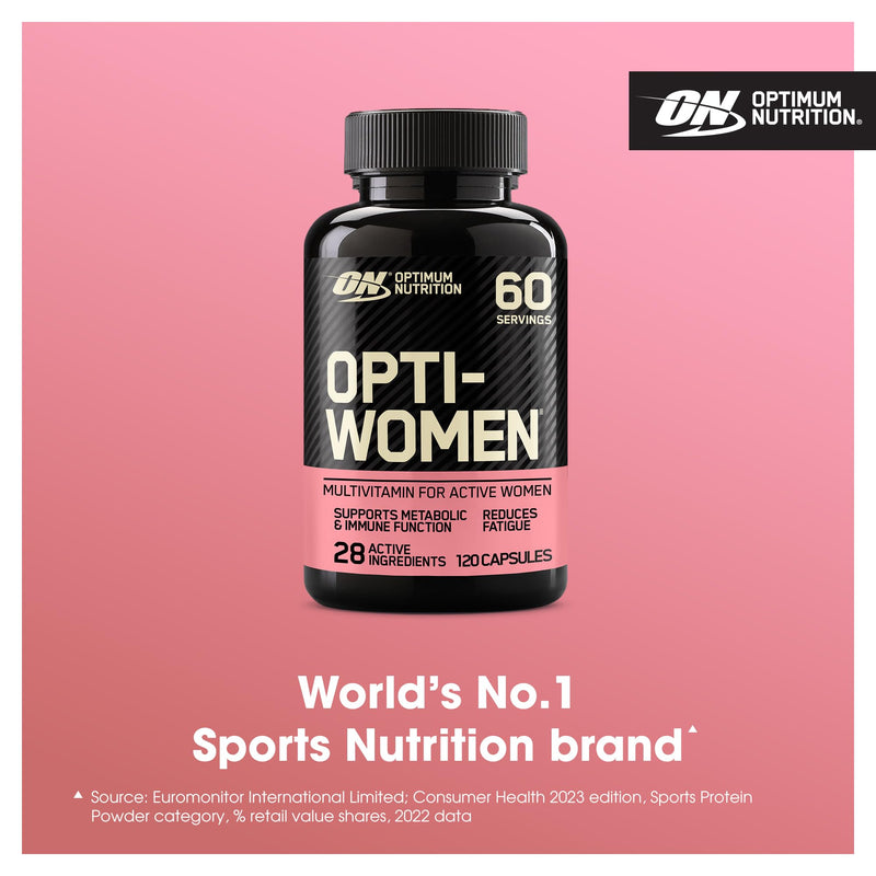 Optimum Nutrition Opti‑Women – Multivitamin Capsules for Women’s Health, Cellular Energy and Well‑Being – High‑Strength Supplement, 120 Capsules 1102290 120 count (Pack of 1)