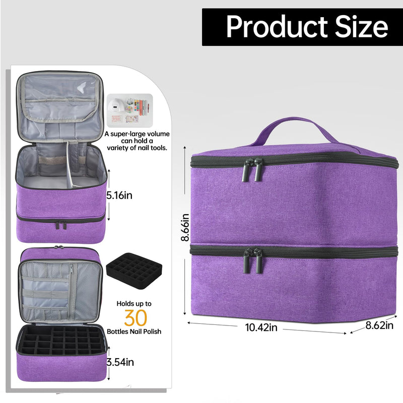 Large Toiletry Bag Purple and Nail Polish Bag Purple