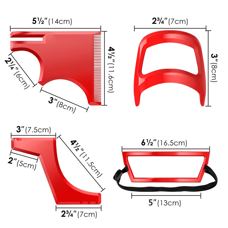 [Australia] - Linkidea Men's Beard Line Tool Set with Goat Beard and Straightener - Red - 4 Pieces 