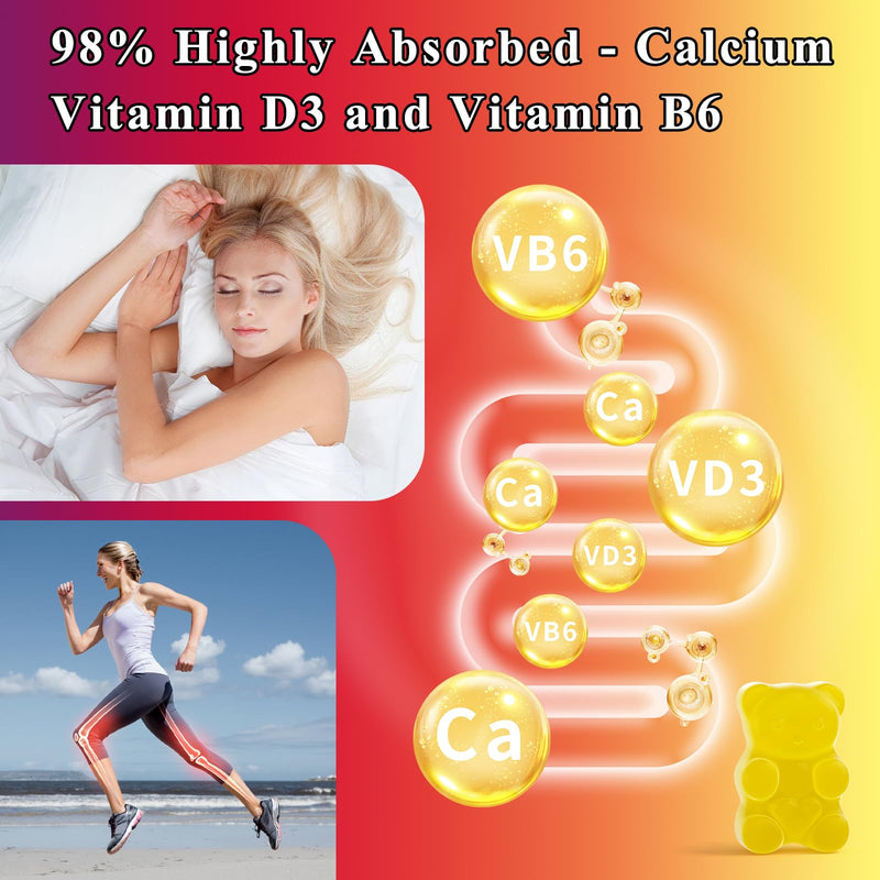 Magnesium Glycinate Gummies, Sugar Free Magnesium Supplement with Magnesium Malate, Calcium, Vitamin D3, B6, CoQ10 for Calm Support & Sleep for Adults Kids Mixed Fruit 60 Count (Pack of 1)