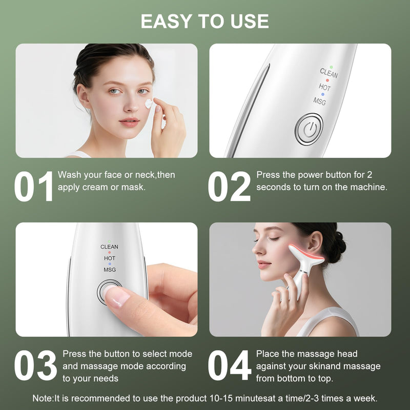 Red Light Therapy for Face, LED Face Massager Tool with Vibraion, Porable Facial Massager for Skin Care at Home, Wrinkle Reducer Face Sculpting Tool，Micro-current Facial Beauty Device(Model AM-810W)