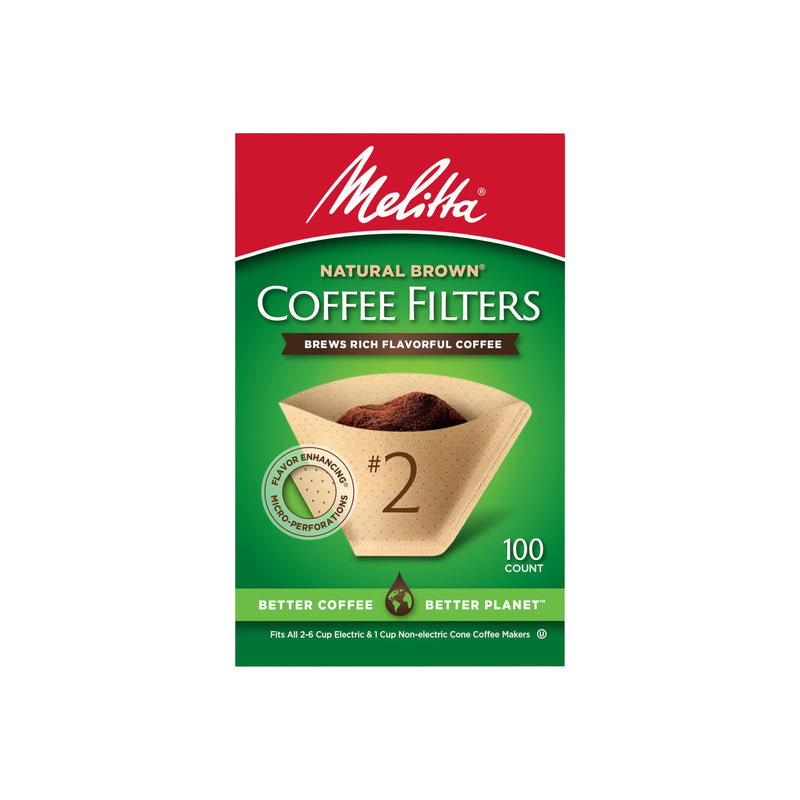 [Australia] - Melitta #2 Cone Coffee Filters, Unbleached Natural Brown, 100 Total Filters Count - Packaging May Vary 