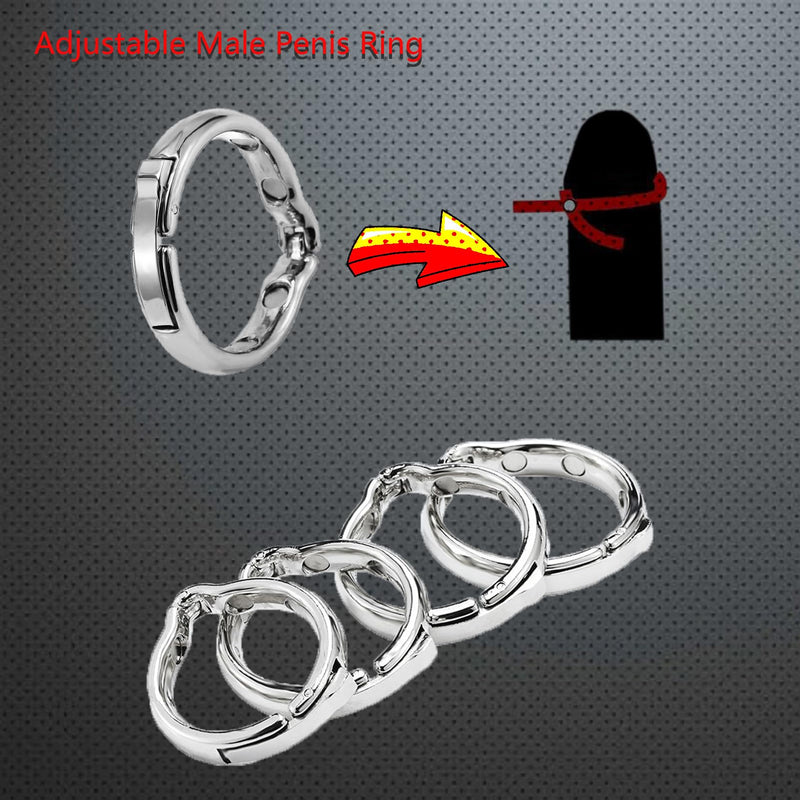 Cock Ring Metal Adjustable Penis Rings for Men Magnetic Scrotum Pendant New 3D Printing Pleasure Ring Adult BDSM Bondage Glans Chastity Sex Toys (S) S