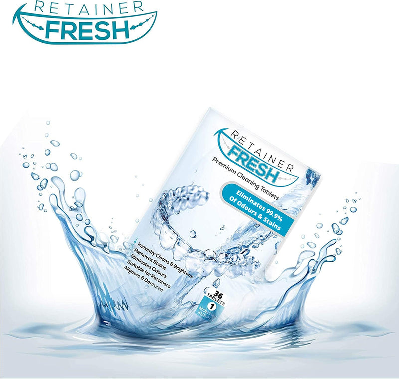[Australia] - Retainer Cleaner Tablets - 36 Tablets 1 Month Retainer Fresh - Retainer Cleaning Tablets, Mouth Guard Cleaner, Denture Cleaner, Aligner Cleaner, Brite Retainer Tablets 