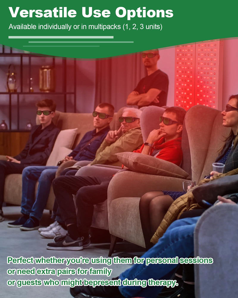 [Australia] - LIGHTMEUP Red Light Therapy Glasses, Superior Eye Protection for Infrared & LED Light Sessions‚ÄìBlocks 200-2000nm Harmful Wavelengths,Maintain Visibility, Lightweight Comfortable Red Light Goggles Full-frame Green 1 Pair 