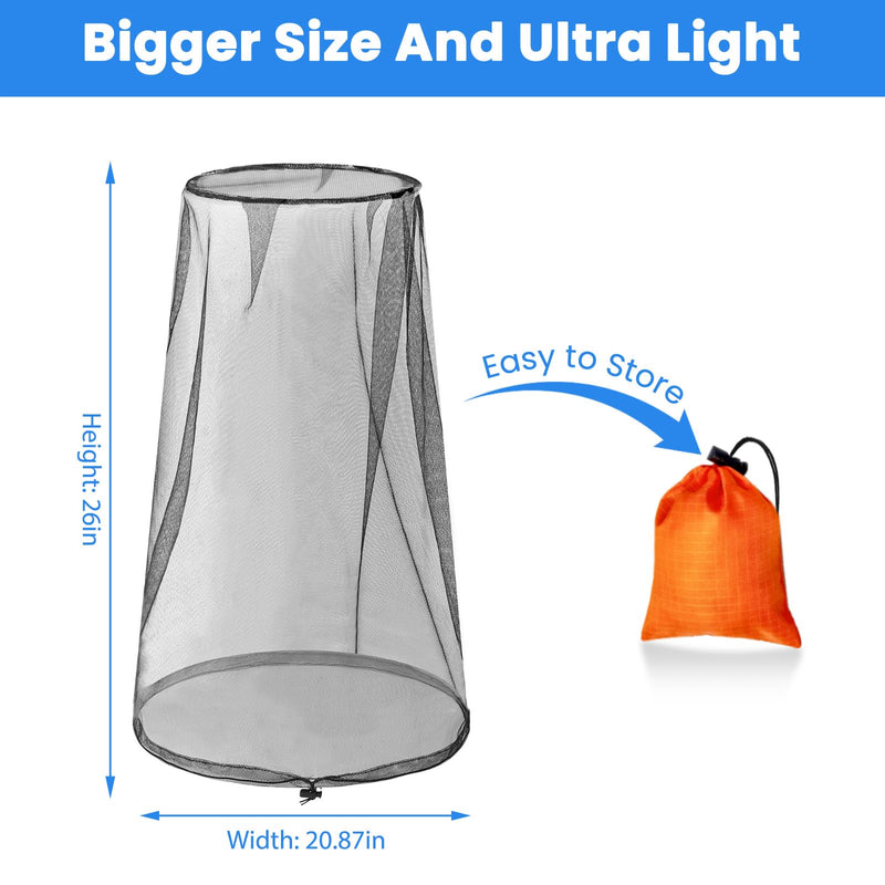 [Australia] - 2 Pack GuoluvSoo Mosquito Head Nets with Drawstring, Premium Bug Net for Head, Universal Fit for Hats, Breathable Mosquito Net Hat, Ideal for Outdoor Adventures: Hiking, Camping, Fishing, Gardening 