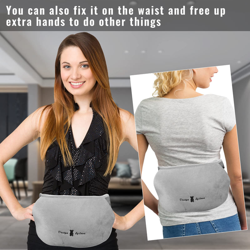 [Australia] - Hot Water Bottle 1.2L with Cover, Hot Water Bottle Belt 3 in 1 for Children, Adults, Elderly, Women, Rubber for Pain Relief for Neck Shoulder Back Waist Period Pain (Grey) Modern 