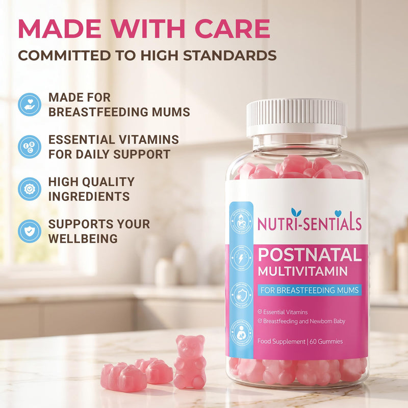 Postnatal Vitamins Gummies- Multivitamin Breastfeeding Supplement for Mums- New Mum Vitamins for Energy, Immunity & Breastfeeding Support- Organic Lactation Supplement- 60 Gummies