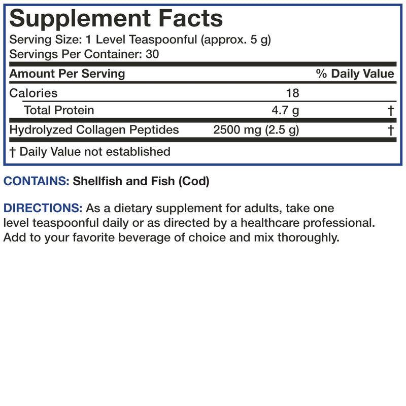 Bronson Marine Collagen Peptides Hydrolyzed Protein Powder 100% Wild Caught Nordic Cod Verified Sustainable Source for Joints Skin Hair Nails & Bones 150g (5.29oz)