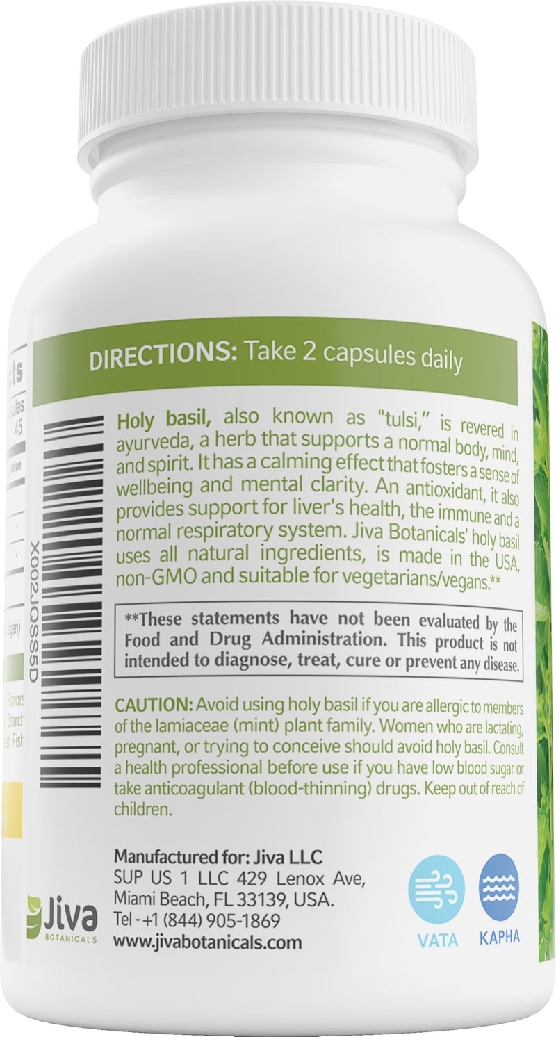 [Australia] - Holy Basil Capsules - Premium Tulsi Holy Basil Supplement - Organic Holy Basil Extract Capsules with Tulsi Powder - Ayurvedic Herb Alternative to Holy Basil Tincture -90 Vegan Capsules 