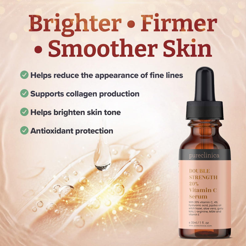 20% Vitamin C Serum (with 4% HA, 2.5% L-Arginine, 2.5% Vitamin E, & 1% Ferulic Acid) – 30ml / 1 fl oz 1 Fl Oz (Pack of 1)