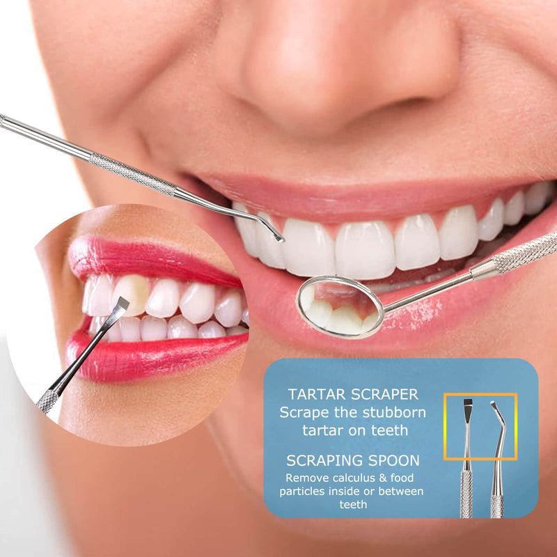 [Australia] - 3Pcs Dental Tools, Professional Dental Picks for Teeth Cleaning, 100% Surgical 304 Stainless Steel Plaque Remover for Teeth, Dental Mirror, Hygiene Set, Scraper Oral Care Kit To Remove Tartar. 