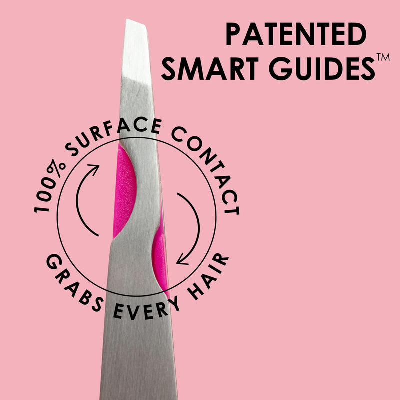 Japonesque Smart Guide Slant Tweezers – Precision Eyebrow Plucking Tool with Slant Tip, Stainless Steel Hair Removal