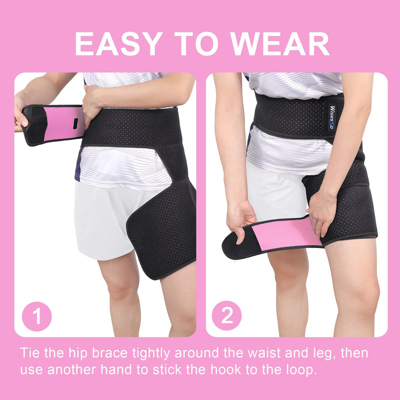 Hip Brace, Groin Wrap Hip Braces for Sciatica Pain Relief, Thigh Support for Groin, Thigh, Hamstring, Pulled Muscle Injury, Sciatic Nerve Brace For Men and Women, Pink One Size