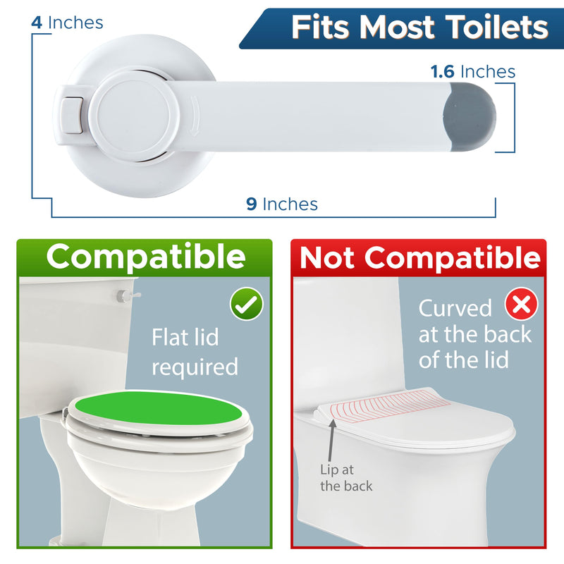 [Australia] - Baby Toilet Lock by Wappa Baby - 9"L x 4"W - Ideal Baby Proof Toilet Lid Lock - No Tools Needed Easy Installation with 3M Adhesive - Top Safety Toilet Seat Lock - Fits Most Toilets - White (1 Pack) 1 Count (Pack of 1) 