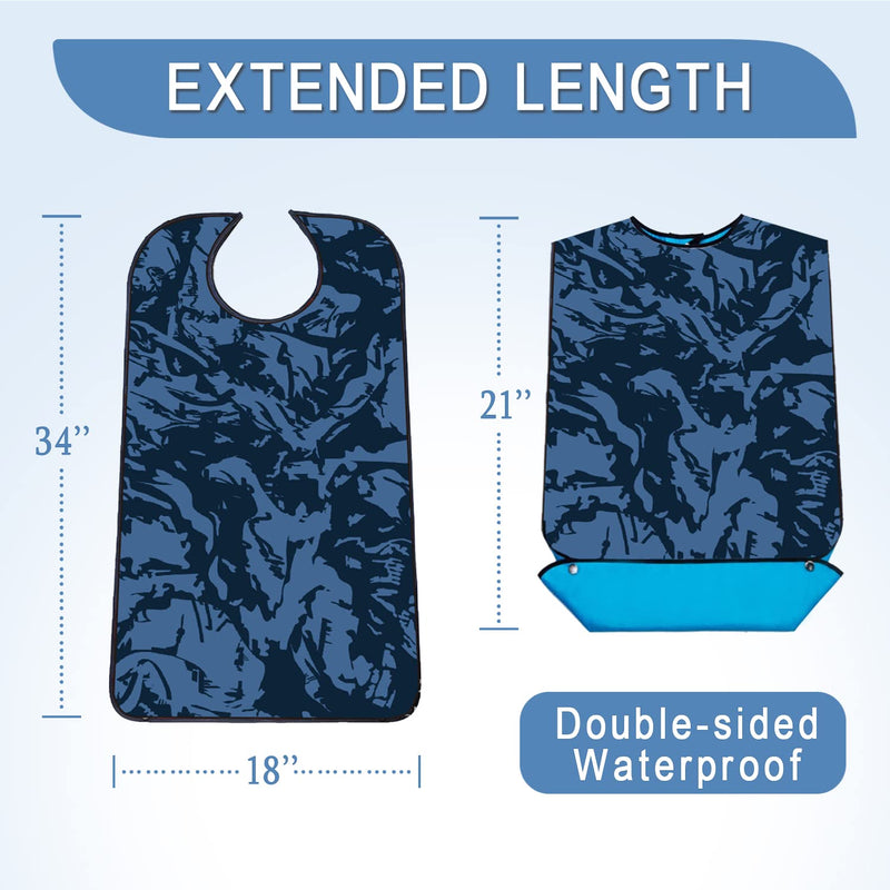 [Australia] - 3 Pack Adult Bibs with Crumb Catcher, Washable and Adjustable Adult Bibs for Men Elderly Seniors, Bibs for Eating Urban Camouflage 