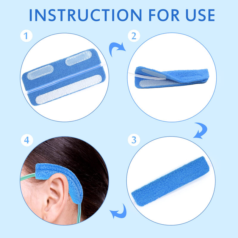 [Australia] - NATAKU 12 Pack Nasal Cannula Ear Cushions Oxygen Cannula Face Soft Cover for Oxygen Users to Help Relieve Ear Pain and Prevent Cheek Indentation Discomfort(Blue) 