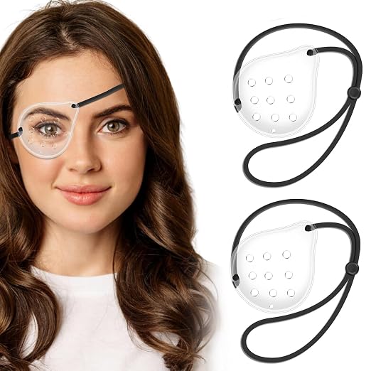 AMZVIO 2pcs Eye Shield After Cataract Surgery,Cataract Eye Shield With Extended Elastic Strap Longer & Wider for Adults,Clear Eye Patch for Sleeping after Surgery