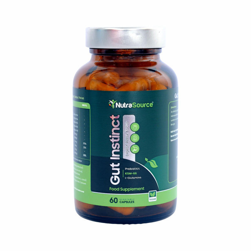 Gut Instinct GABA Probiotic for Stress, Mood & Gut Health | Gut-Brain Axis Complex with KSM-66 Ashwagandha, L-Glutamine & Calcium | High Strength Vegan Capsules, UK Made, 60 Count