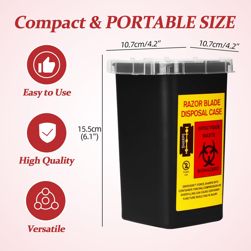 [Australia] - ATOMUS 2pcs 1L Black Tattoo Plastic Sharp Container Box Sharps Containers Needle Destruction Waste Bin Needle Disposal Bin with Lid for Tattoo Eyebrow Blade 