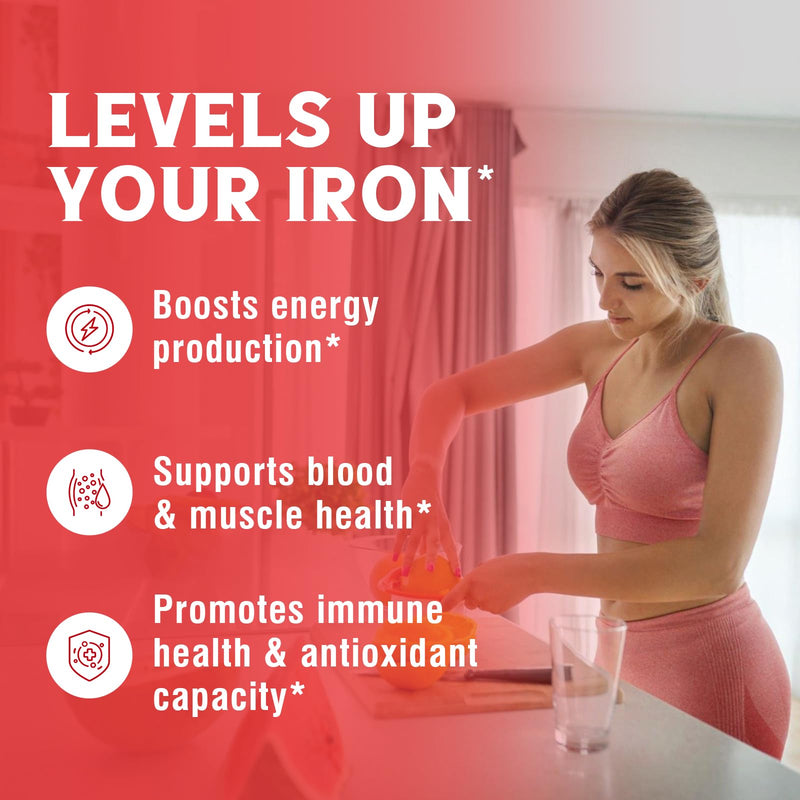 Vitalibre Iron Supplement with Vitamins C for Iron Deficiency & Magnesium Complex 10 in 1 for Magnesium Deficiency