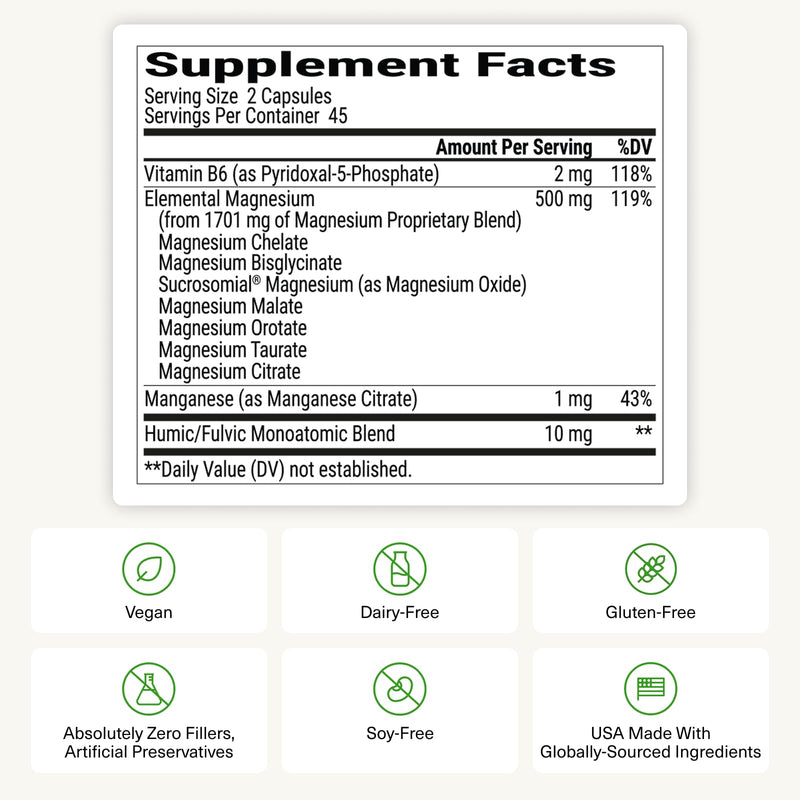 BIOptimizers Magnesium Breakthrough Supplement with 500mg - 7 Forms of Magnesium: Glycinate, Malate, Citrate, and More - Natural Support for Sleep and Cognitive Function -90 Capsules- Calming Vitamins Unflavored 90 Count (Pack of 1)
