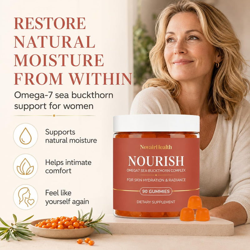 Nourish Sea Buckthorn Gummies, Feminine Balance Supplement with Sea Buckthorn Oil and Omega-7 Superfruit Blend for Hydration & Wellness 1