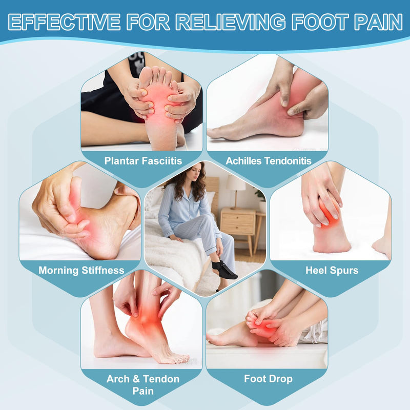 [Australia] - Plantar Fasciitis Night Splint Brace with Massage Ball, Relieves Foot Drop and Achilles Tendonitis, Adjustable Straps, Soft & Comfortable Sleep, Night Splint for Plantar Fasciitis Women & Men, Medium 