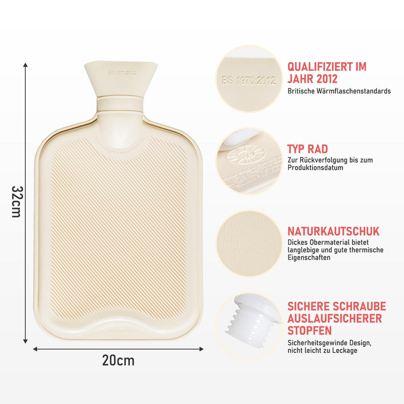 [Australia] - Large hot water bottle with soft cover - plush hot water bottle with fluffy 2L, hot water bottles with hand warmer, bed bottle for women, men and children. Koala large hot water bottle 